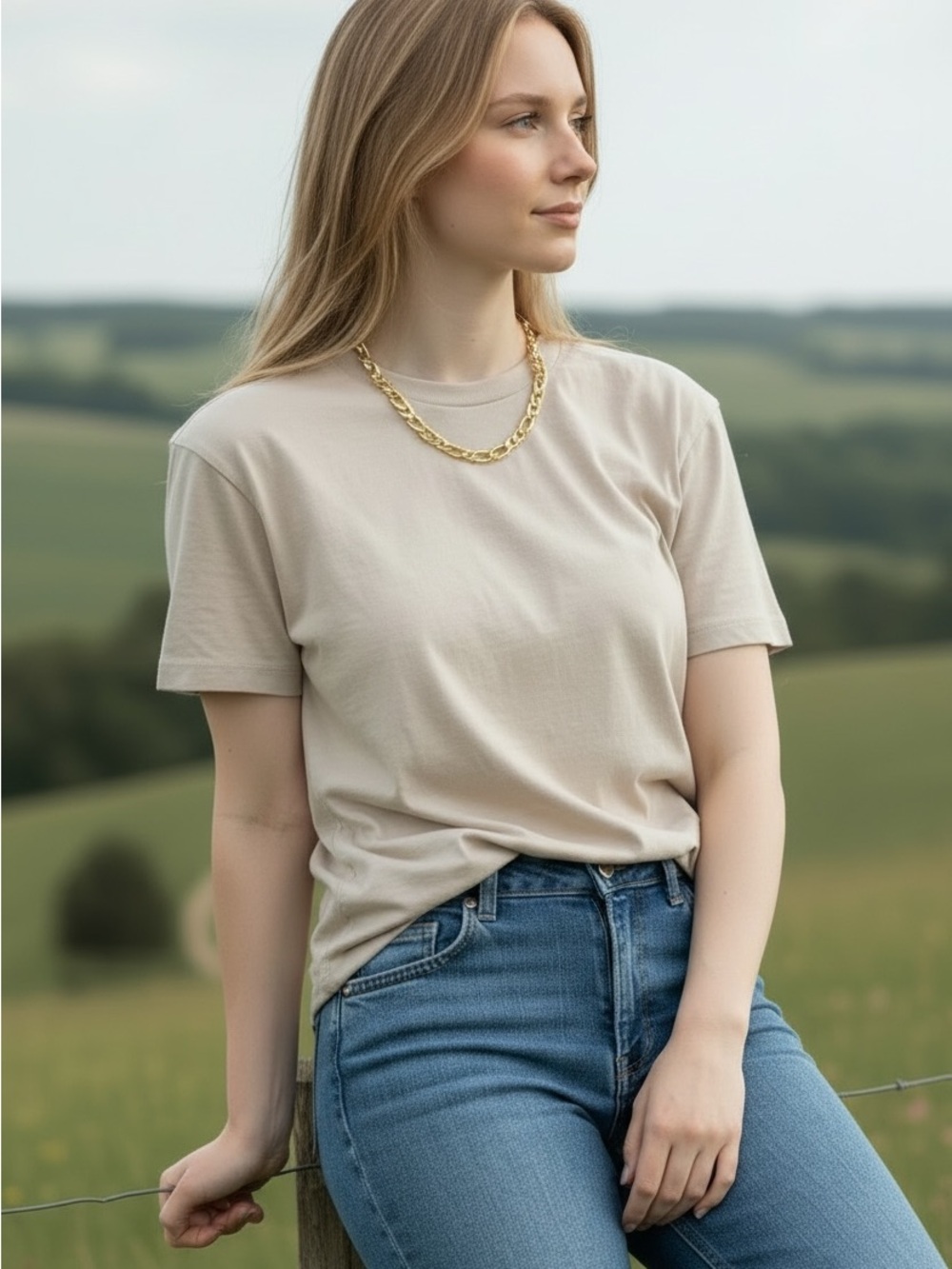 Faux Gold Link Chain Necklace Adjustable - Picture 4 of 11